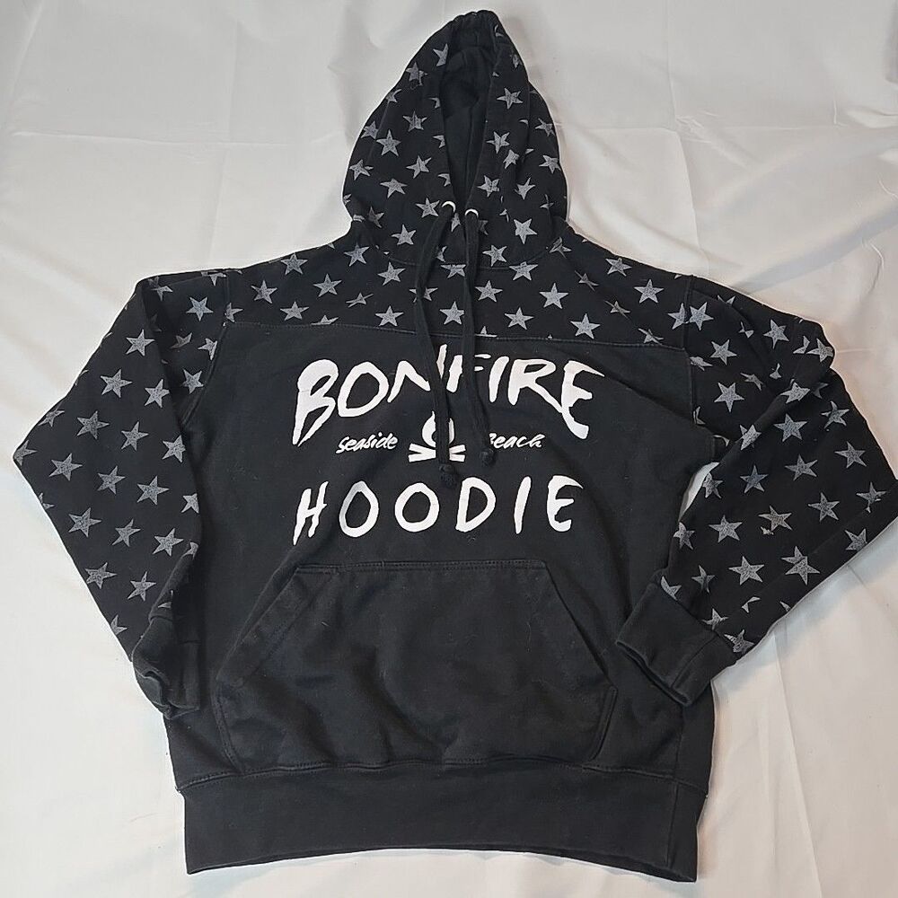 Seaside Beach New York Mens Stars Hoodie S Black Grunge Skater Surf Streetwear